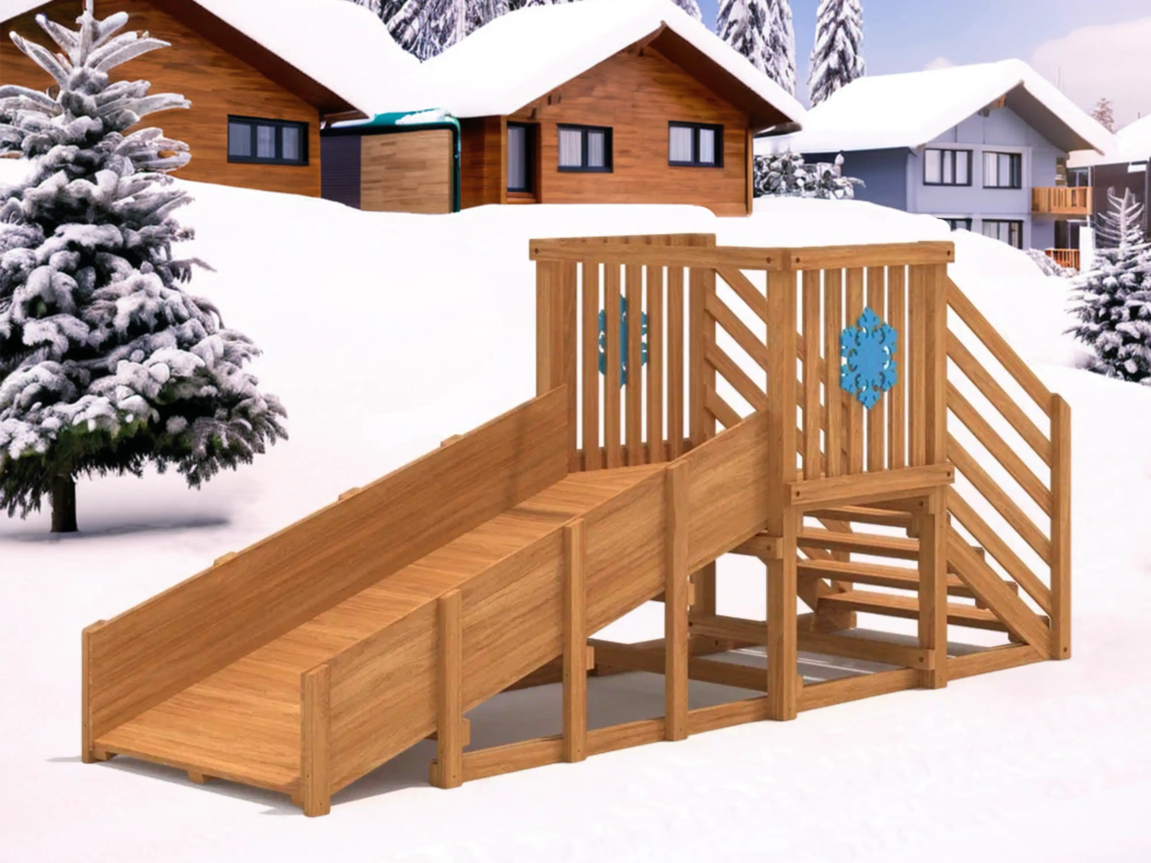 картинка Детская зимняя деревянная горка "IgraGrad Snow Fox", скат 2,8 метров от магазина ИграГрад