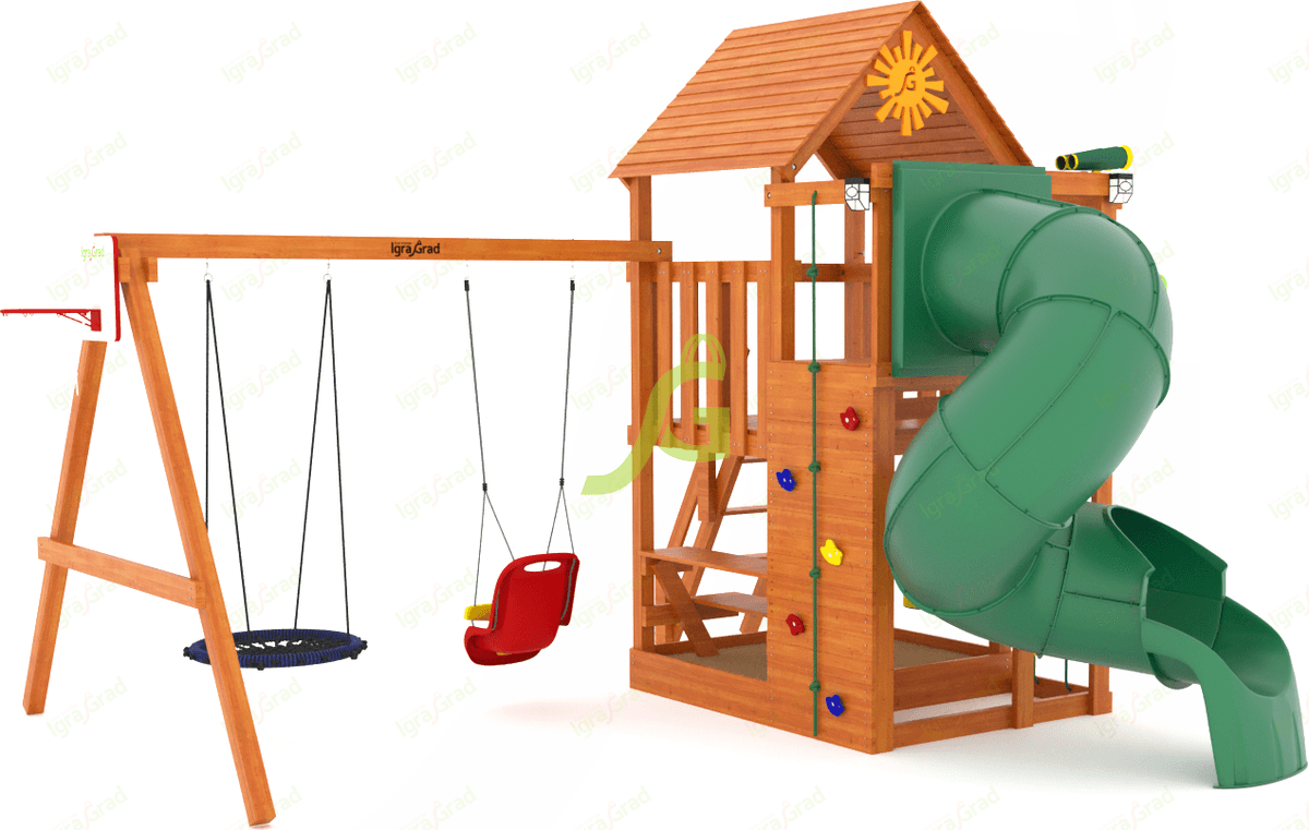 картинка Детская площадка IgraGrad Крафт Pro 3 с трубой от магазина ИграГрад