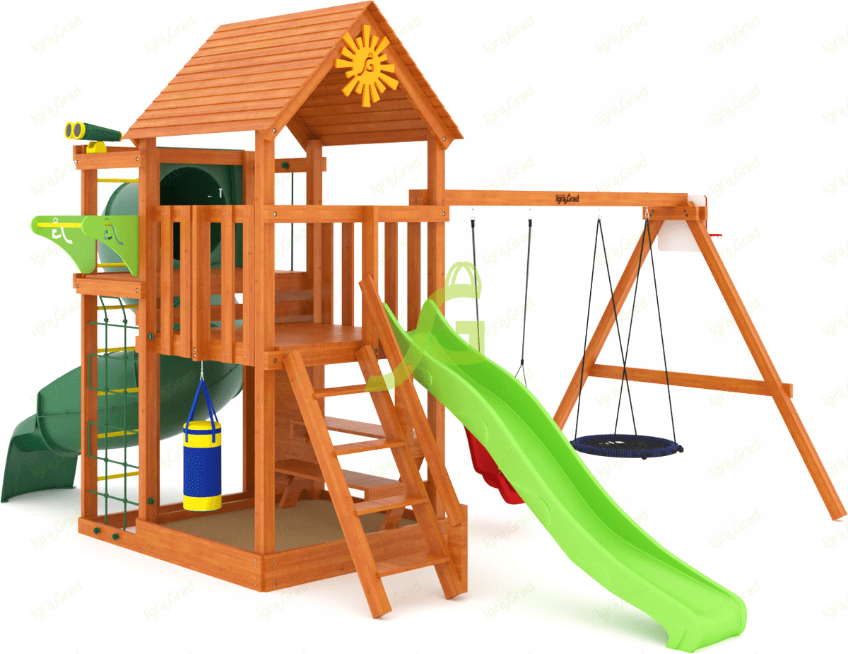 картинка Детская площадка IgraGrad Крафт Pro 3 с трубой мод.2 от магазина ИграГрад