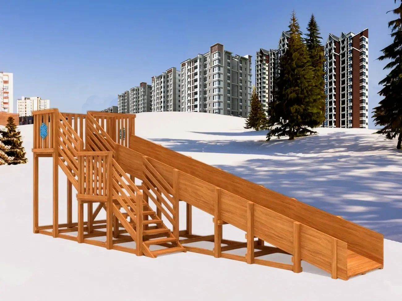 картинка Зимняя горка "IgraGrad Snow Fox", скат 8 м от магазина ИграГрад