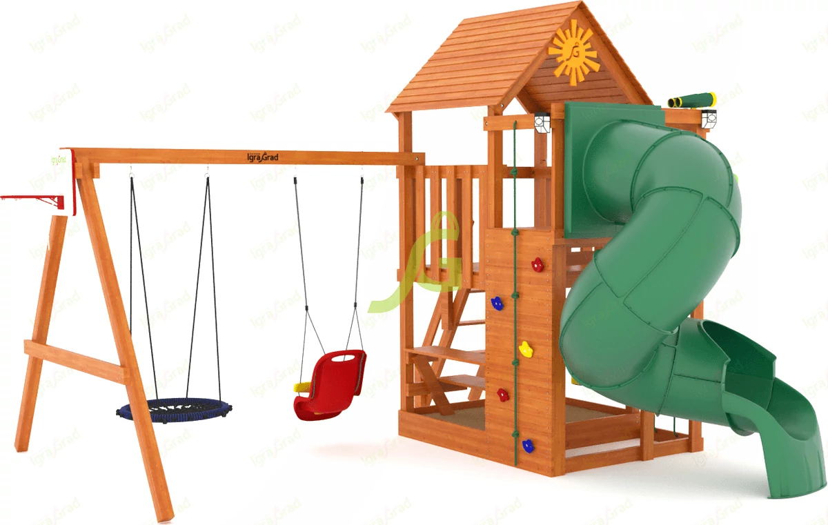 картинка Детская площадка IgraGrad Крафт Pro 3 с трубой от магазина ИграГрад