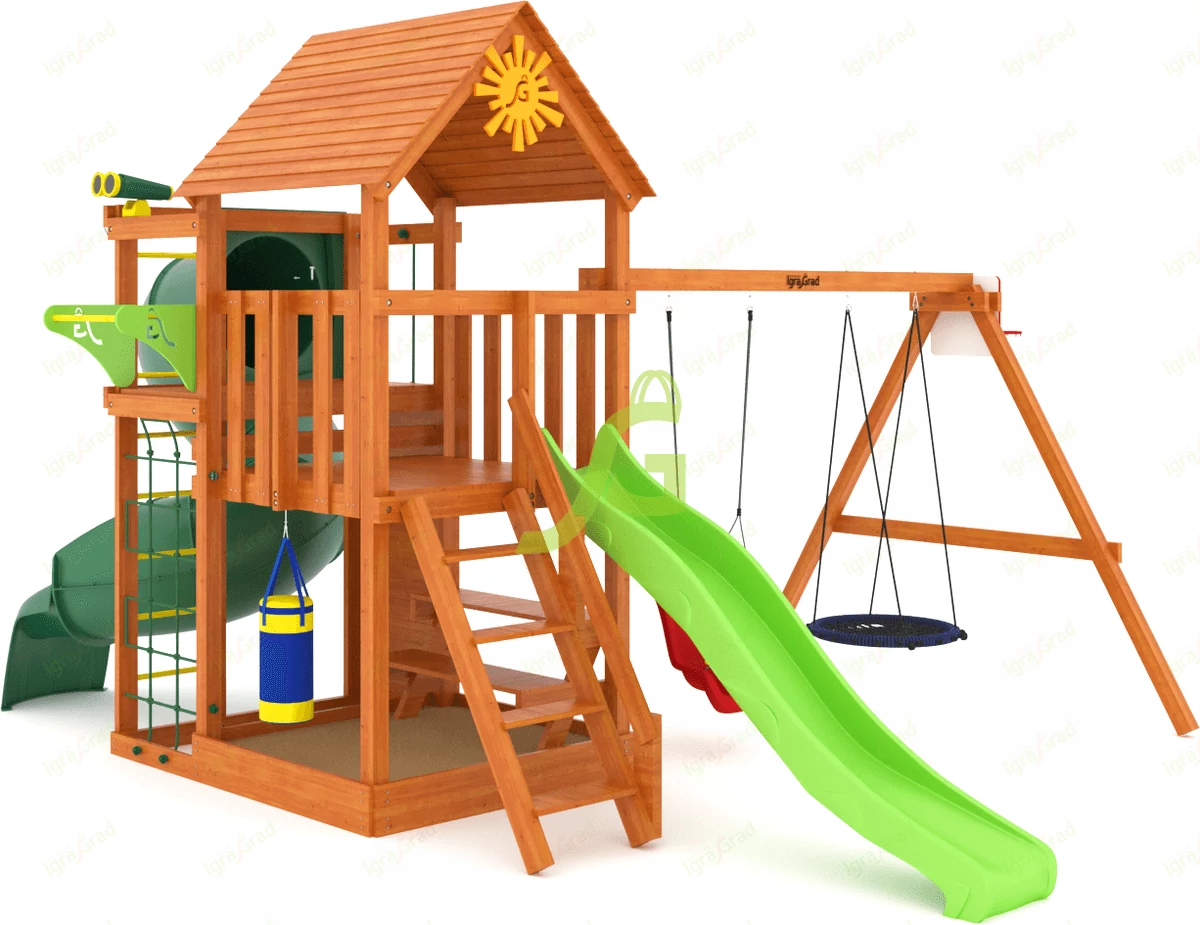 картинка Детская площадка IgraGrad Крафт Pro 3 с трубой мод.2 от магазина ИграГрад